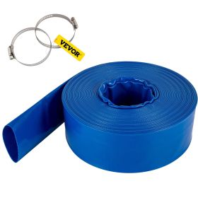 VEVOR Discharge Hose, 4" x 105', PVC Lay Flat Hose, Heavy Duty Backwash Drain Hose with Clamps, Weather-proof & Burst-proof