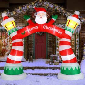 8.9FT Inflatable Christmas Archway with Santa, Lighted Holiday Blow Up Decoration with LED Lights, Built-in Blower