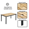 All Weather 7-Piece Patio Dining Table Sets, Patio Conversation Set Acacia Wood Table Top with Umbrella Hole, Rattan Outdoor, Brown Gray Color