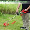 Powerful 8000 rpm telescopic weed trimmer/barbedless lawn mower/brush trimmer with 37' to 50.4' adjustable poles for garden yards