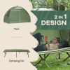 Outsunny 1 Person Folding Camping Cot, Portable Outdoor with Carry Bag, 2-in-1 Elevated Camping Bed Tent Single