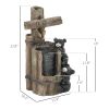 Outsunny 22.8" Water Fountain, 3-Tier Resin Bears on Log Outdoor Waterfall Fountain with LED Lights, Pump