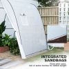 Outsunny Tunnel Hoop House Greenhouse with Sandbags and Hemmed PE Cover, 2 Doors and Screen Windows, 6' x 6' x 6.6', White
