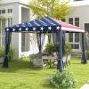 Outsunny Patriotic Pop-Up: 10x10' American Flag Canopy with Mesh Sidewalls for Outdoor Events