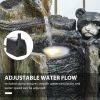 Outsunny 22.8" Water Fountain, 3-Tier Resin Bears on Log Outdoor Waterfall Fountain with LED Lights, Pump