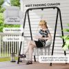 Outsunny Hammock Swing Chair, Macrame Hanging Chair with Large Cushion, Chain, Steel Frame for Indoor Outdoor Use, Gray