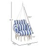 Outsunny Hammock Swing Chair, Macrame Hanging Chair with Large Cushion, Chain, Steel Frame for Indoor Outdoor Use, Blue and White