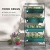 Outsunny 4-Tier Vertical Garden Planter Green Outdoor Plant Stand for Vegetables Flowers with 4 Boxes
