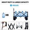 Foldable Wagon with Extended Tailgate, Extra Long Extender Wagon Cart,Beach Wagon Cart Heavy Duty 400LBS with Large All-Terrain Beach Wheels