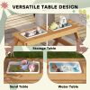 Qaba Wooden Outdoor Kids Picnic Table with Removable Umbrella, Children Sand and Water Activity Table for Patio, Mixed Color