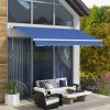 Outsunny 12' x 10' Manual Retractable Awning, Sunshade Canopy, Outdoor Sunshade Shelter with Adjustable & Versatile Design, Dark Blue
