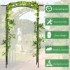 Outsunny 7Ft Metal Garden Arch, Functional Support, All-weather Resistance, Top Extension Bar, for Wedding, Party, Ceremony, Black