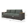 Outsunny 3-Seat Outdoor Patio Sofa with Cushions, PE Rattan Wicker Sofa with Wide Armrests, Outdoor Wicker Couch, Dark Gray