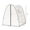 Outsunny Tunnel Hoop House Greenhouse with Sandbags and Hemmed PE Cover, 2 Doors and Screen Windows, 6' x 6' x 6.6', White