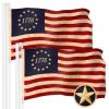 2 Pack Betsy Ross 1776 Tea-Stained Flag 3x5 Ft Embroidered 420D Polyester Historical Flag Embroidered Design Indoor Outdoor Brass Grommets High Qualit