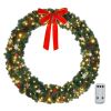 48 Inch Green Christmas Wreath with Bow, 150 LED Lights, Durable PVC, USB Powered, Holiday Decoration for Indoor & Outdoor