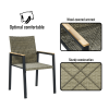 All Weather 7-Piece Patio Dining Table Sets, Patio Conversation Set Acacia Wood Table Top with Umbrella Hole, Rattan Outdoor, Brown Gray Color