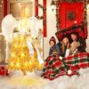 5.2 Feet Lighted Angel Artificial Christmas Tree with Warm White LED Lights