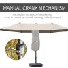 Outsunny 15ft Patio Umbrella with Base, Rectangular, Double-Canopy, UV-Blocking, Easy Crank, Coffee