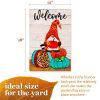 Garden Flag Welcome Gnome Sitting on Patterned Pumpkins 12x18 inch Blockout Fabric Double Sided