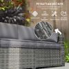 Outsunny 3 Seater Wicker Sofa with Side Trays, Outdoor Patio Couch with 6" Thick Back Cushions, Deep Seating, Mixed Gray