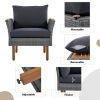 GO 9-Piece Patio Rattan Furniture Set, Outdoor Conversation Set With Acacia Wood Legs and Tabletop, PE Rattan Sectional Sofa Set with Coffee Table