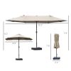 Outsunny 15ft Patio Umbrella with Base, Rectangular, Double-Canopy, UV-Blocking, Easy Crank, Coffee