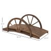 Outsunny 3.3ft Wooden Garden Bridge Arc Footbridge with Half-Wheel Style Railings & Solid Fir Construction, Stained Wood