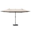 Outsunny 15ft Patio Umbrella with Base, Rectangular, Double-Canopy, UV-Blocking, Easy Crank, Coffee