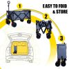 Foldable Wagon with Extended Tailgate, Extra Long Extender Wagon Cart,Beach Wagon Cart Heavy Duty 400LBS with Large All-Terrain Beach Wheels