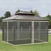 Outsunny Replacement Mesh Sidewall Netting for 10' x 12' Gazebos and Canopy Tents with Zippers, (Sidewall Only) Cream