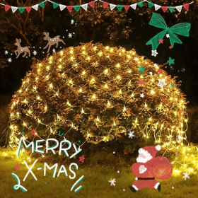 LED Christmas Net Lights Battery Operated 2x3M 192LED Waterproof Mesh Light 8 Modes Christmas Lights for Indoor Outdoor Xmas Party Yard Garden Decor ( (Quantity: 1pcs)