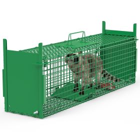 Live Animal Cage Trap For Animals Under Easy To Setup Humane Galvanized Iron Trap Cage For Raccoons Armadillos Groundhogs Muskrats Opossums Skunks (size: L)
