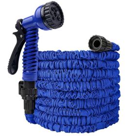 Expanding Expandable Flexible Garden Water Hose w Spray Nozzle 25, 50, 75, 100FT (Color: Blue, Item Length: 50 ft)