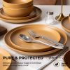 12-Piece Stoneware Dinnerware Sets with Mugs | Microwave & Dishwasher Safe | Non-Toxic Dinner Plates Bowls Set | Stackable Matte Glaze Kitchenware for